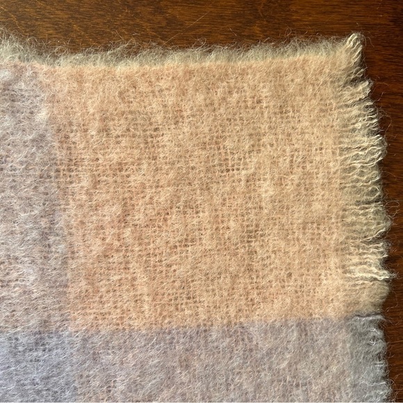 Donegal Design Mohair & Wool Blanket in a Dreamy Pastel Plaid, Made in Ireland - Picture 4 of 12
